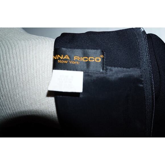 Vintage Donna Ricco Black Midi Dress Size 8 USA Made | 80s 90s Keyhole Neck - Picture 9 of 10